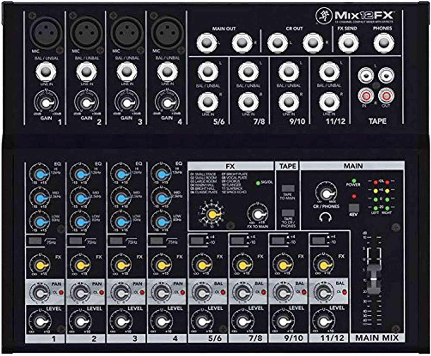 Mackie Mix12FX 12-Channel Compact Effects Mixer with XLR, RCA Connectivity