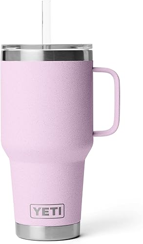 Miniatura 42 de YETI Rambler - Vaso de viaje con asa y tapa con pajilla, de 42 onzas, con aislamiento al vacío con asa, acero inoxidable, color azul ola grande Azul