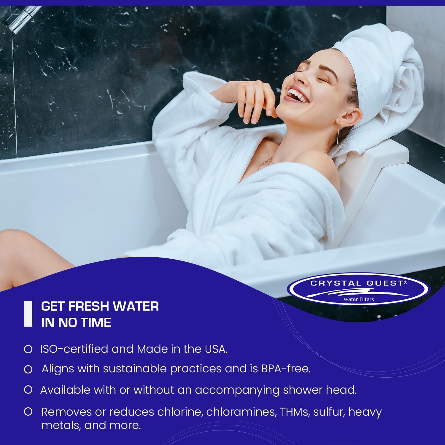 Crystal Quest shower filter cartridge.