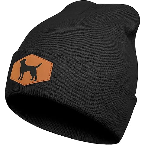 Labrador Beanie Hat for Men Women, Warm Winter Knit Cap for Dog Lover Black