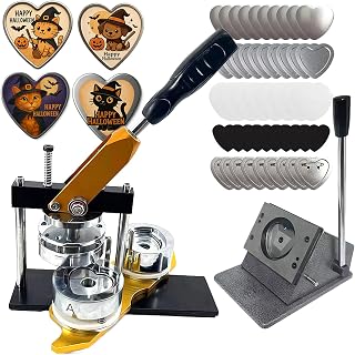 Heart-Shaped Photo Magnet Maker Machine, 57mm/2.24in DIY Fridge Magnet Button Press Machine, with Paper Cutter+100pcs Magnetic Materials+100pcs Badge Materials