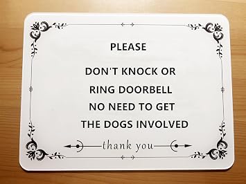 Please Dont Knock or Ring Doorbell signs cute vintage, Warning Beware of Dog for Front Door,Prevent chaos,Gate Fence Yard Home Decoration white flower