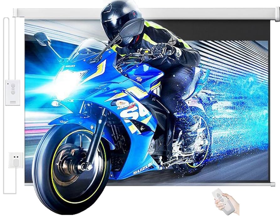 電動 プロジェクタースクリーン リモコン付き 72インチ Amazon | CTYUK 電動 プロジェクター スクリーン 吊下げ式