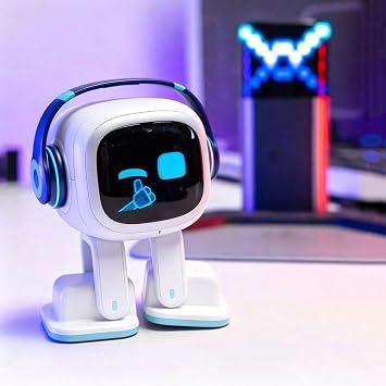 Ai Robot Companion Desktop, Smart Interactive Robot with Facial Recognition, Voice Commands,Touch Sensor,5w Wireless Charging for Desk and Smart Home White