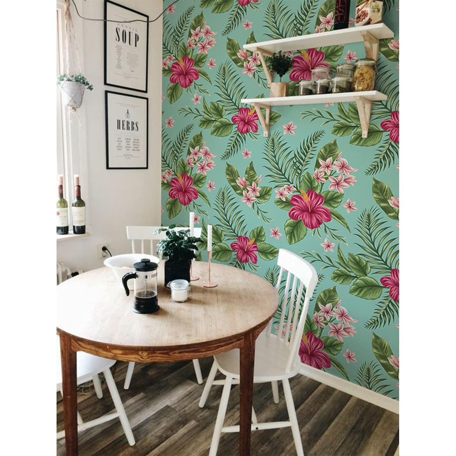 Papier peint intissé hibiscus tropical 208x146cm pour décoration murale de chambre ou salon