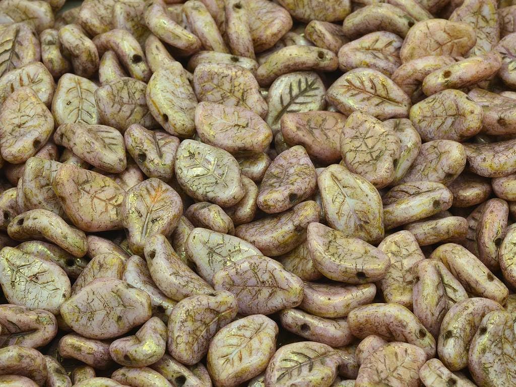 100pcs Christmas Tree Beads, Opaque Red Travertin (93200-86800), Glass, Czech Republic (0.67 x 0.43 inches)