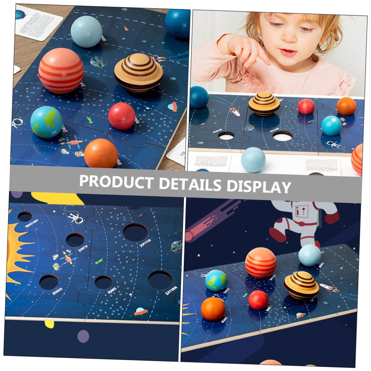 SUPVOX Puzzle in Legno dei Pianeti Solari per Bambini Piccoli, Gioco Educativo di Abbinamento Cognitivo Spaziale Otto Pianeti e Base Liscia, Giocattolo Interattivo per Apprendimento Stem