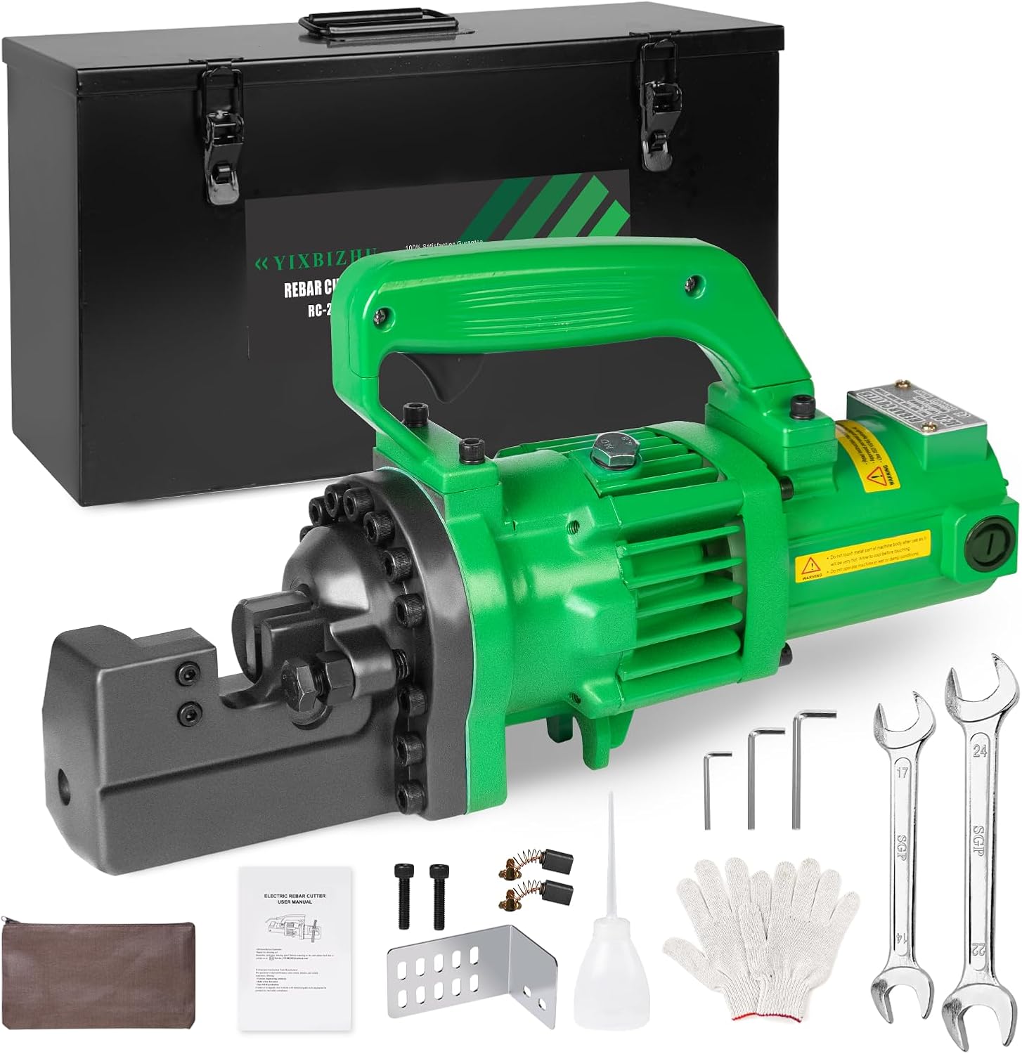 YIXBIZHU 1250W Electric Hydraulic Rebar Cutter 2‑Second Cuts of #3‑#6 (4‑20 mm) Steel Bar, One‑Button 110V Portable Cut‑Off Tool with Adjustable Bolt Jaw for Construction & Metal Fabrication(RC-22)