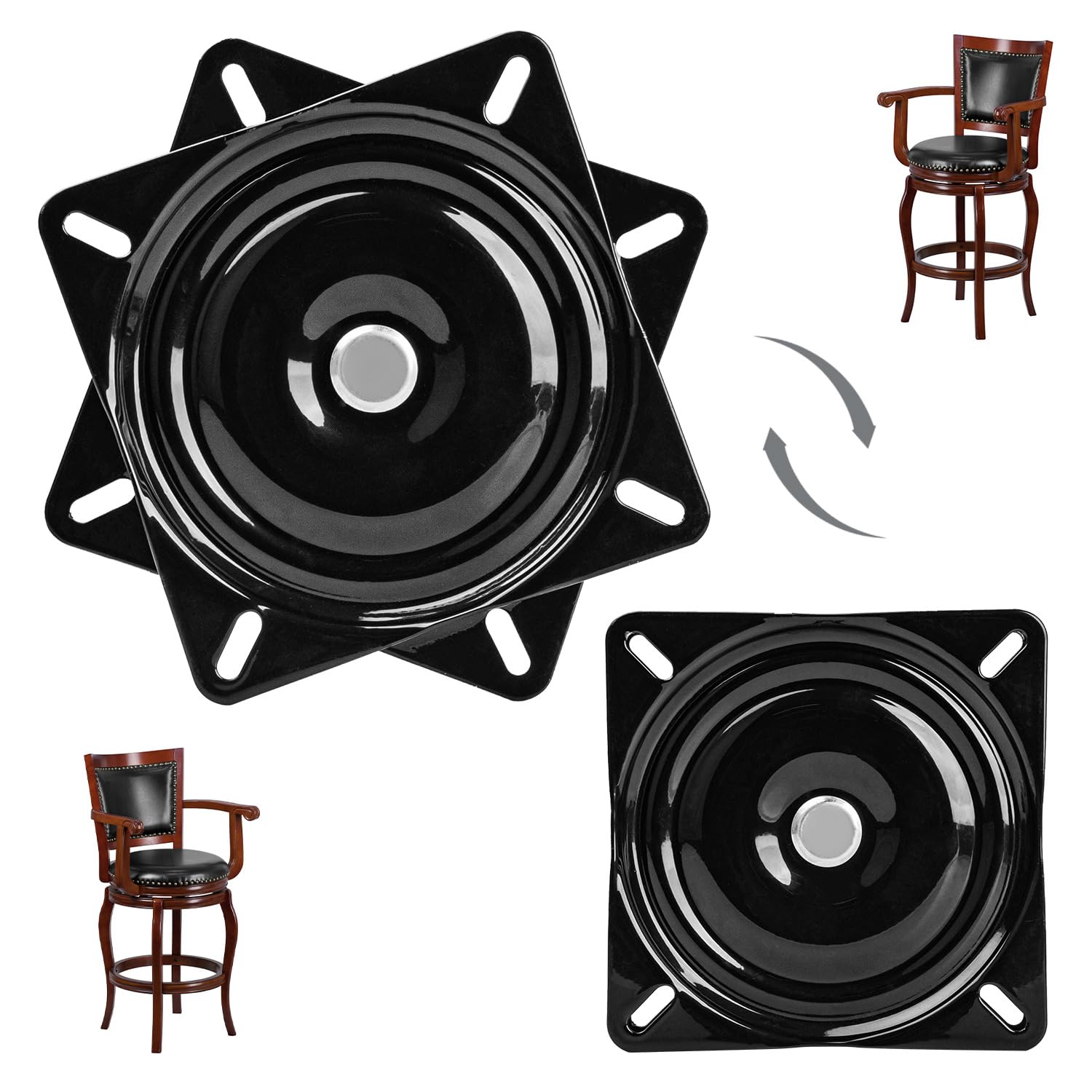 Btowin VCF 2 Pack 4 Inch / 10cm Heavy Duty Bar Stool Swivel Plate Replacement,360 Degree Boat Seat Swivel Base with Solid Ring of Ball Bearings for Barstools,Recliner Chair,Chair Boat Seat
