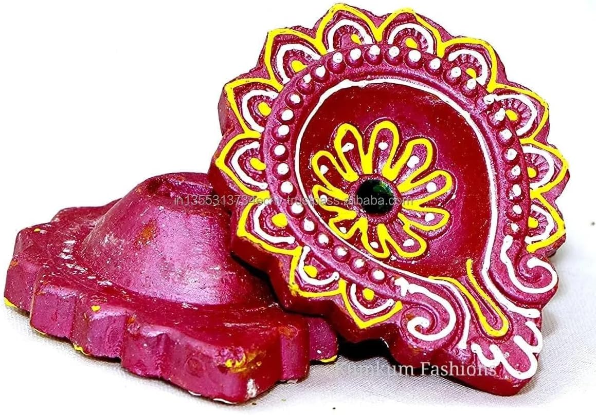 KUMKUM Fashions Handmade Painted Designers Clay Diya for Diwali Decoration Christmas Candle Holder for Diwali Decoration (100)