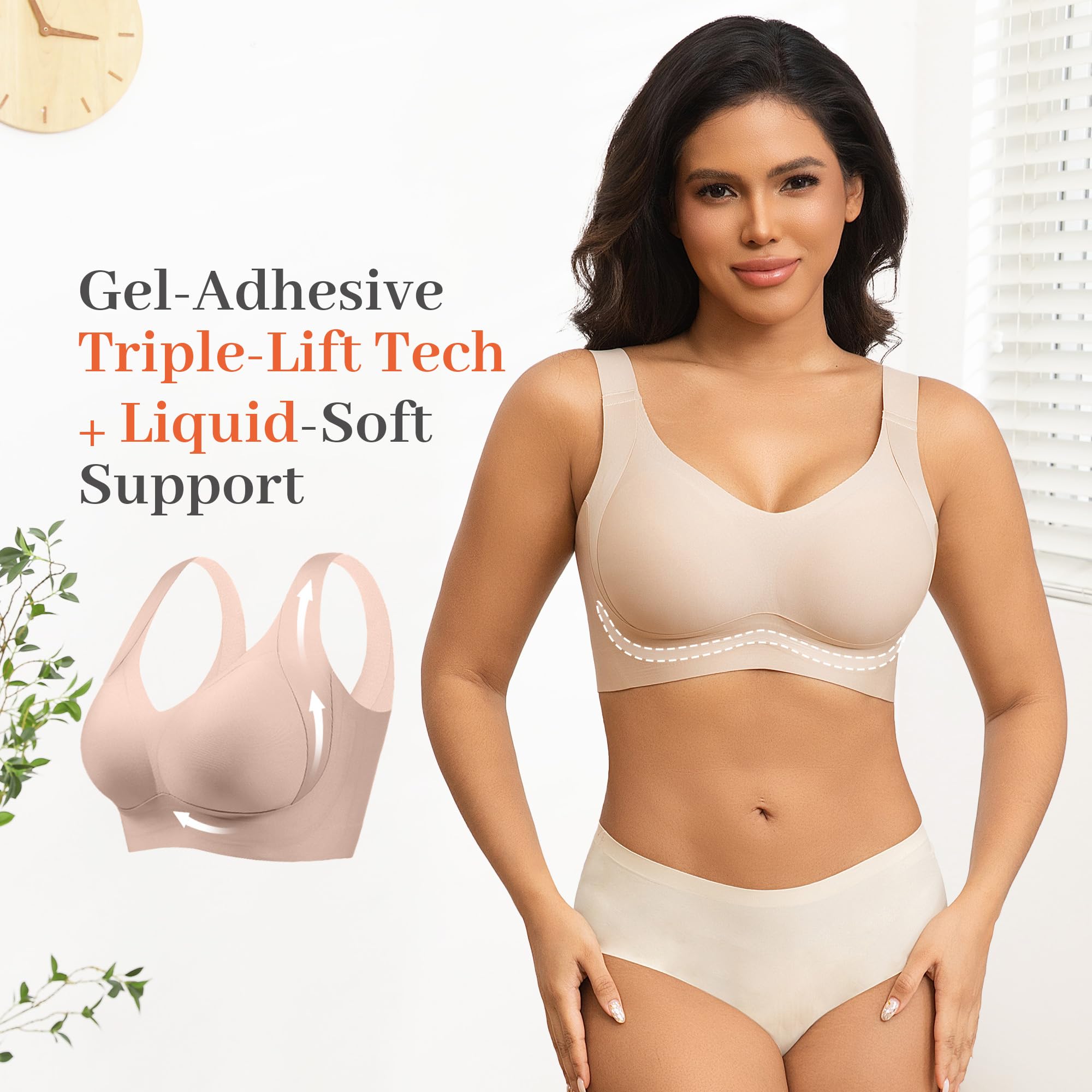 Fittingirls Reggiseni Taglie Forti per Donna Senza Ferretto - Copertura Completa, Reggiseni Quotidiani Comodi Imbottiti