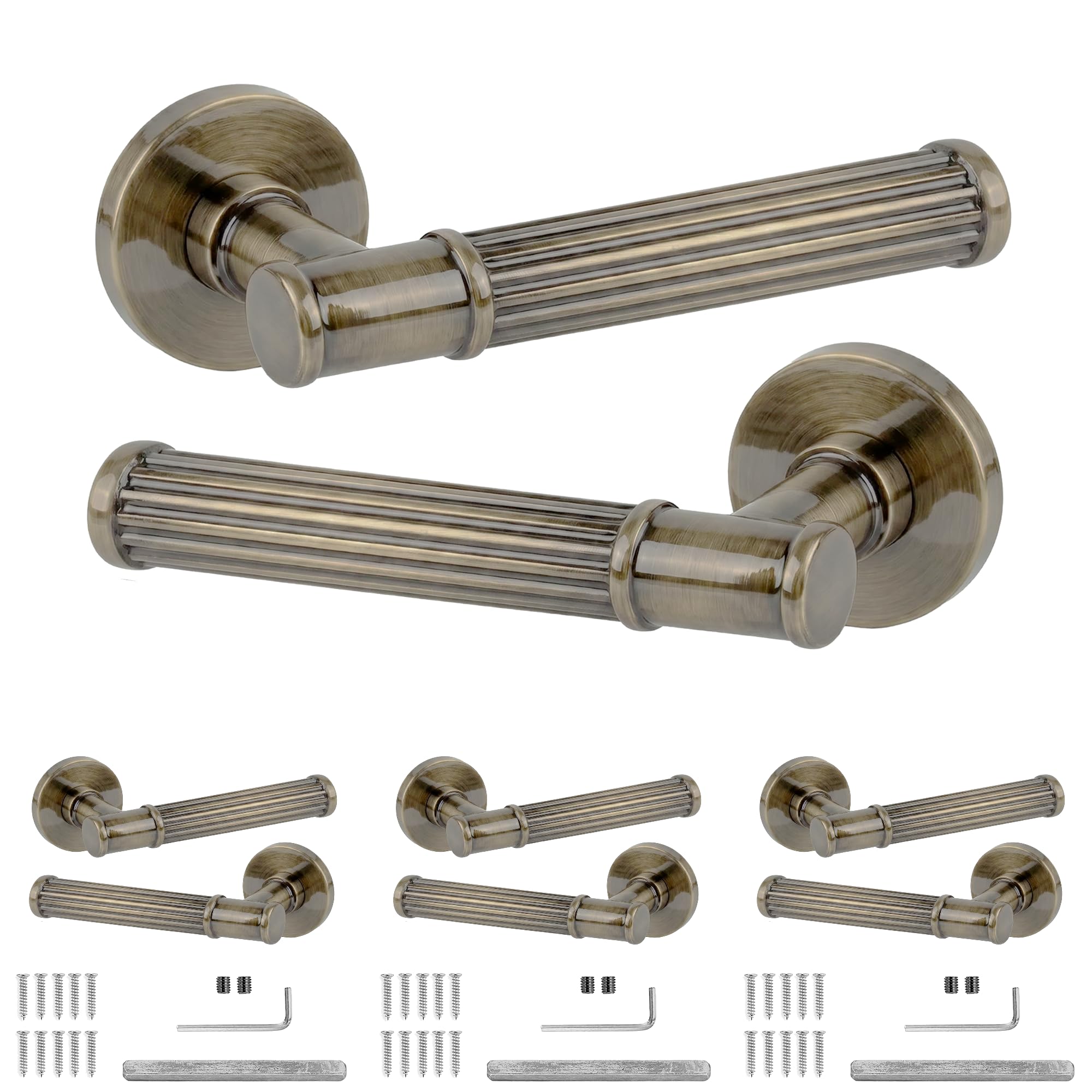 B&Q -  Leto Door HandlesAntique Brass Lever On Rose Internal Door HandlesPack Of 4 Pairs