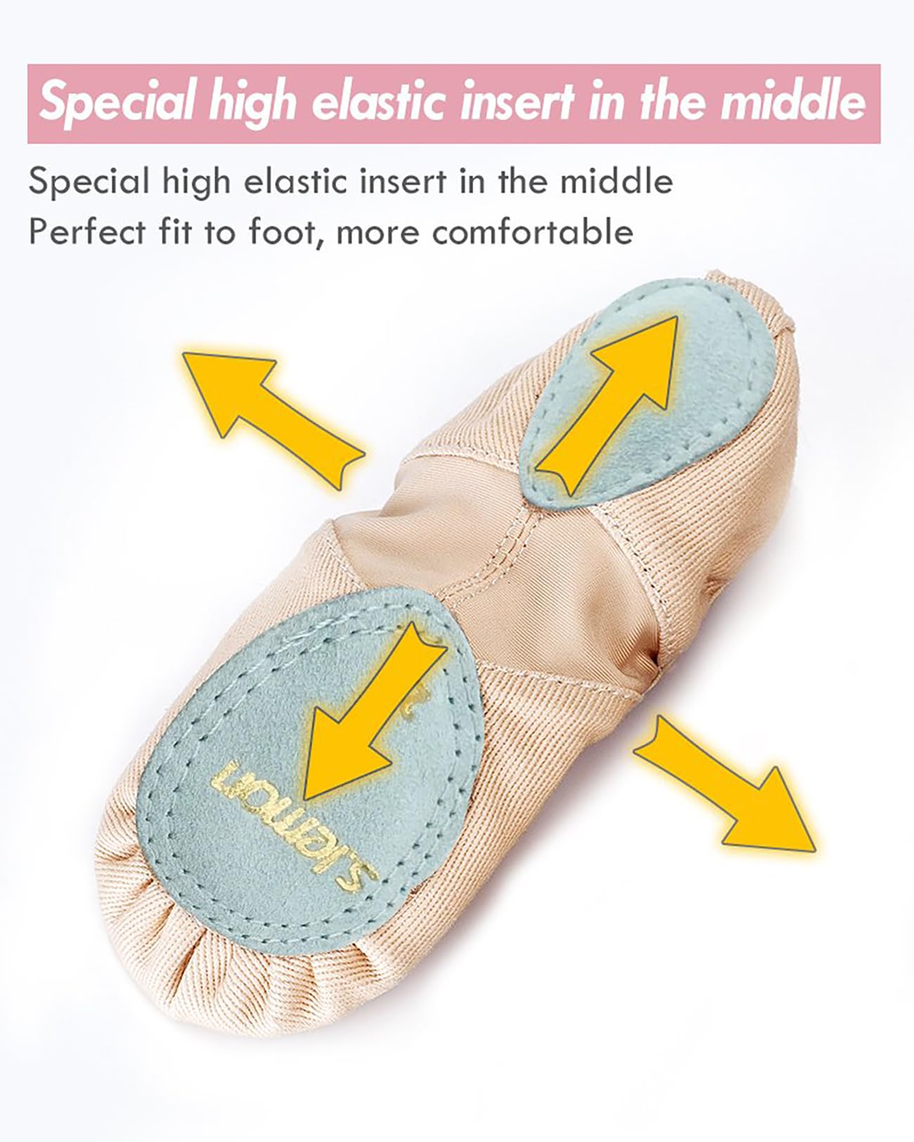Rosa Scarpe da Danza Classica PRO Elastic Mezze Punte Danza Ballet Scarpette Bambina Donna