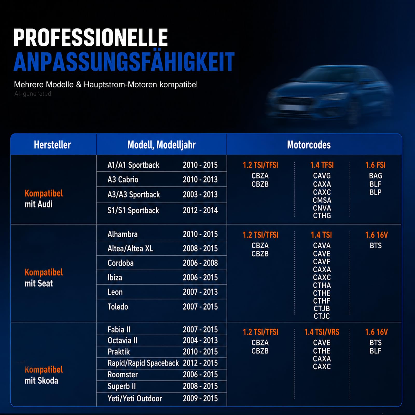 Strumento per catena di distribuzione compatibile con VAG, VW, Audi, Seat, Skoda | Strumento di regolazione motore per 1.2 1.4 TFSI 1.4 1.6 FSI, ricambio per T10171A T10170A T10340 T10414 T40011