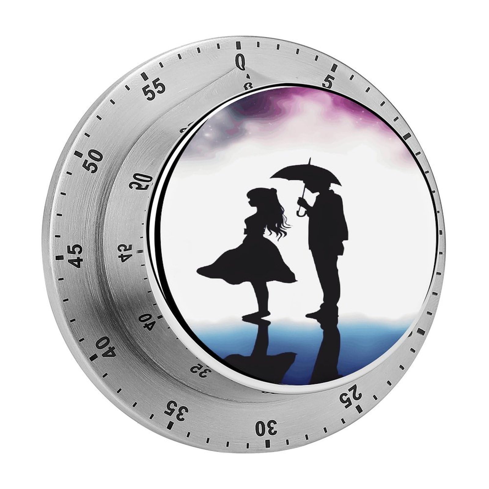Anime Lovers Silhouette Visual Timer with Loud Alarm 60-Minute Kitchen Timers Exquisite Stainless Steel Body - Mechanical Desk Timer Countdown Clock for Cooking Chef Clock