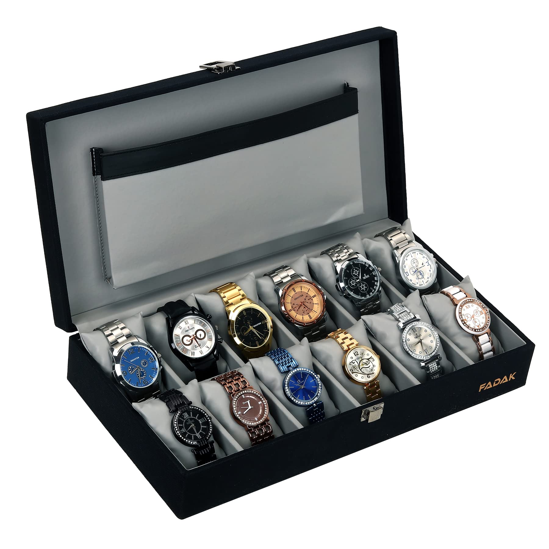 FADAK Present Watch Organizer Watches Storage Case, for Men and Women in 12 Slots of Luxury Watch Box- (Navy Blue)