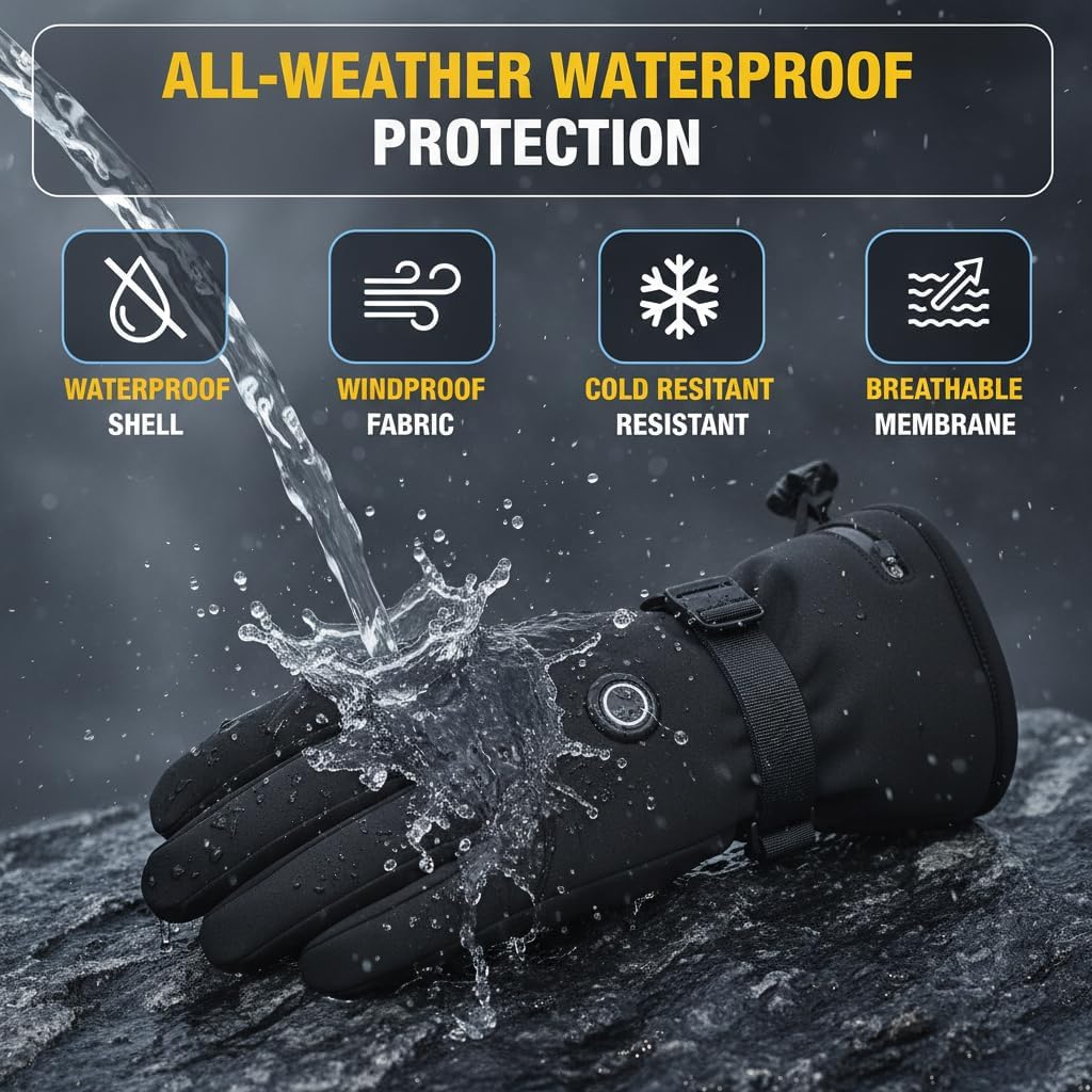 Rechargeable Heated Gloves for Men Women, 7.4V Waterproof Touchscreen Electric Ski Gloves with 3-8 Hours Heating for Winter Outdoor Work, Skiing, Hunting, Hiking, Camping, Riding, Fishing - Image 5