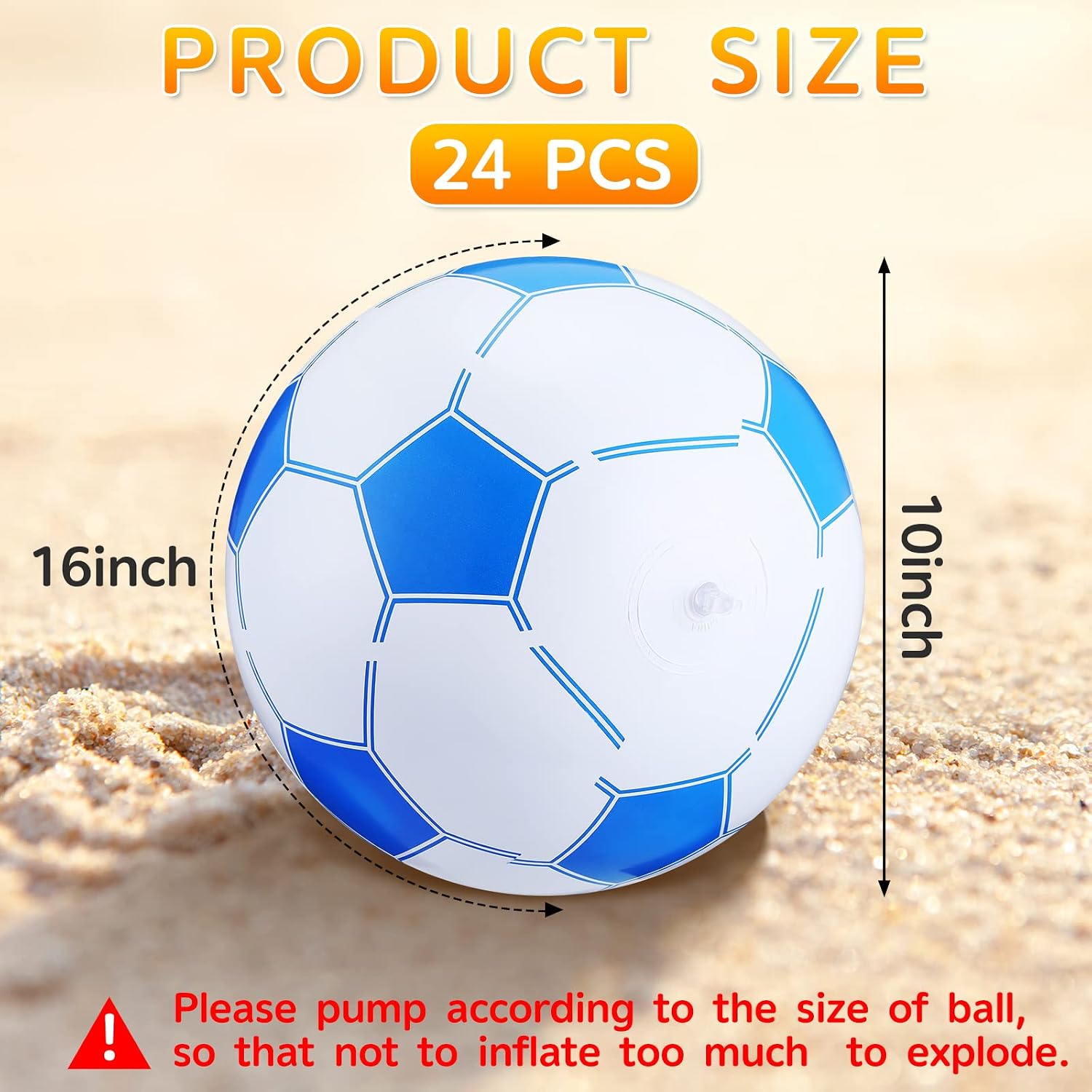 Hungdao Inflatable Soccer Ball 16 Inch Large Beach Toys Bulk Multicolored Blow up Soccer Balls Beach Water Games for Summer Swimming Pool Sports Birthday Party Favor