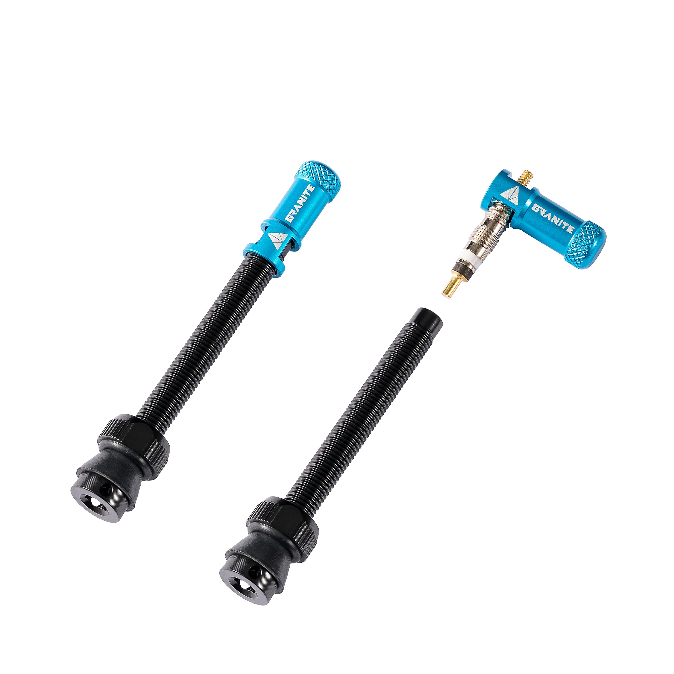 GRANITE Juicy Nipples Pair of Tubeless Cycle Valves + Obus Removal Plugs for Adult Unisex, Blue, 60 mm