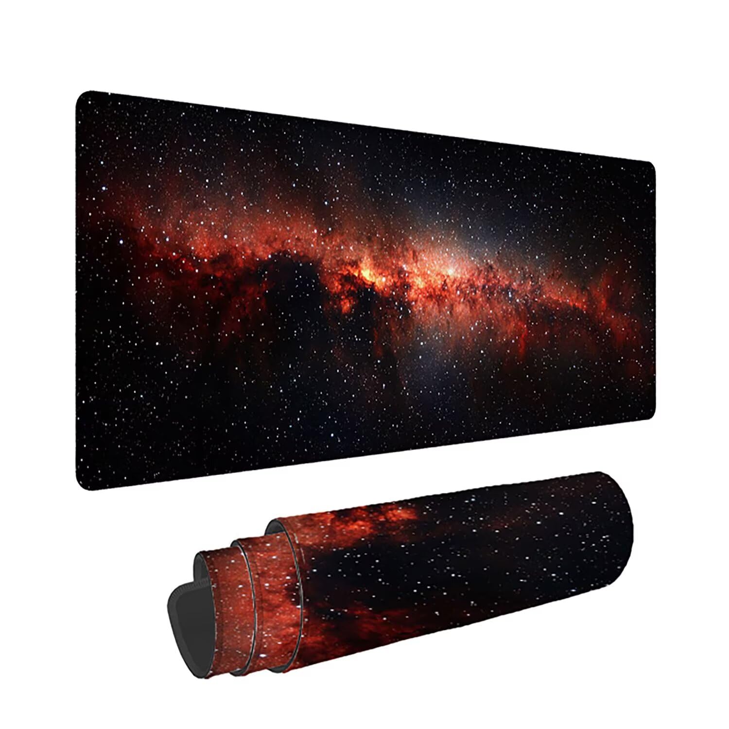 Podkładka pod mysz do gier XXL Gwieździste niebo - 1400 x 600 x 3 mm - Krajobraz antypoślizgowa wodoodporna podkładka na biurko z szytymi krawędziami dla graczy, komputerów PC i laptopów-35614