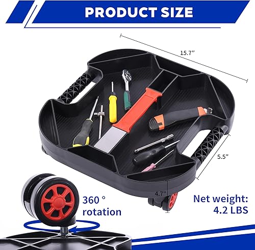 Miniatura 10 de MAXWORKS 50874 - Enredadera de plástico de 40 pulgadas con reposacabezas acolchado y bandejas de herramientas dobles, 300 libras