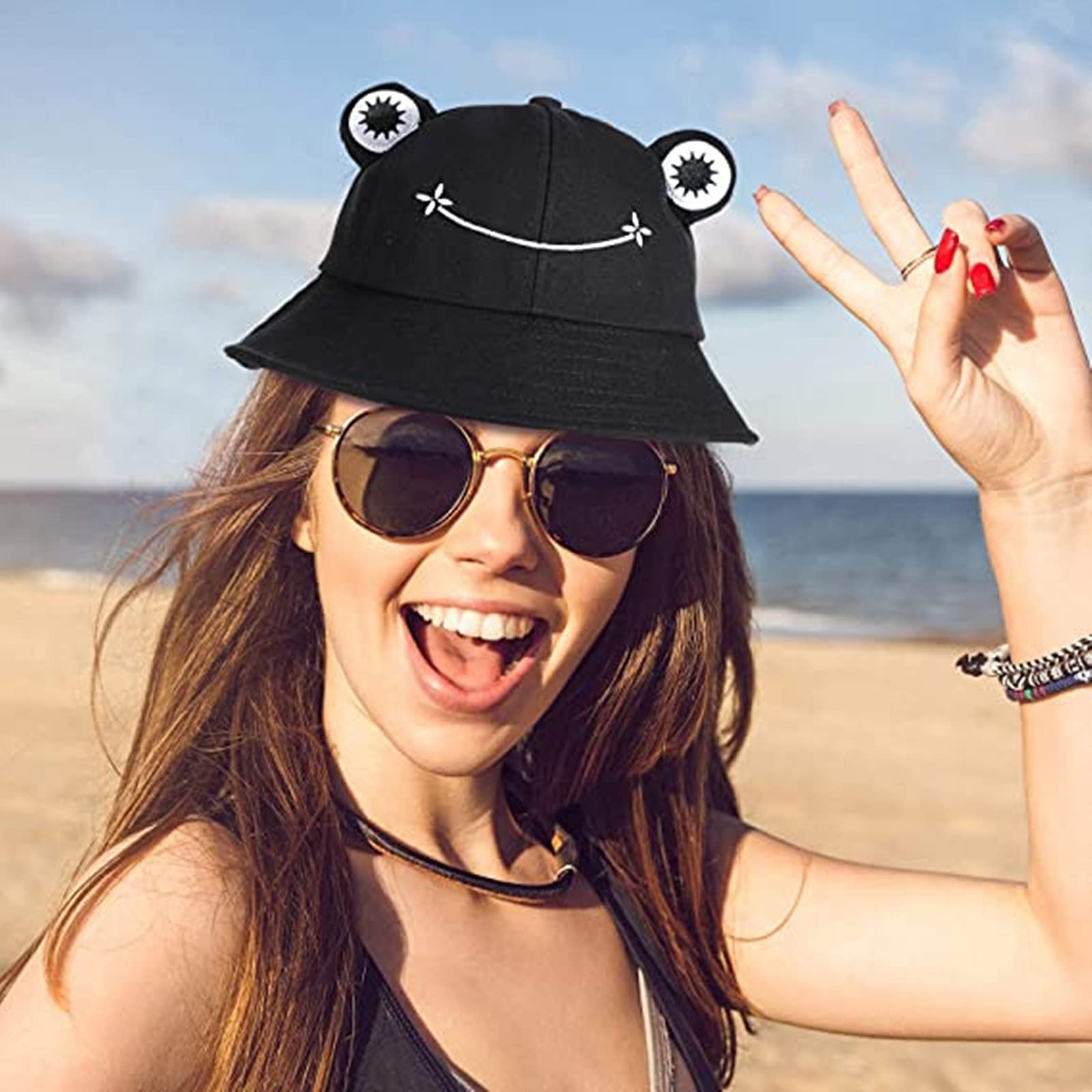 Chapeaux Mignons Grenouille Bob avec Bords Larges - Protection UV - Pour Enfants et Adultes