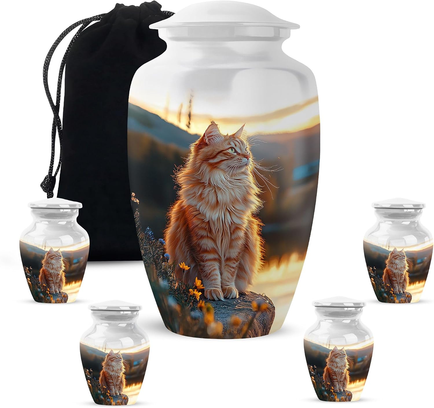 Chicken Urns Keep Sakes - Urns For Human Ashes Adult Female - Mini Urn For Human Ashes Set - Cremation Urn For Human Ashes - Funeral Keepsake for Women & Men (Combo 10 Inch & 3 Inch, Set of 5)