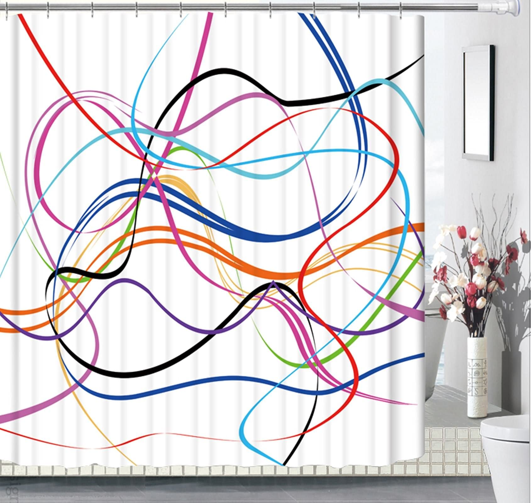 Rideau de douche 200x180cm japonais KnSam textile 120g anti-moisissure