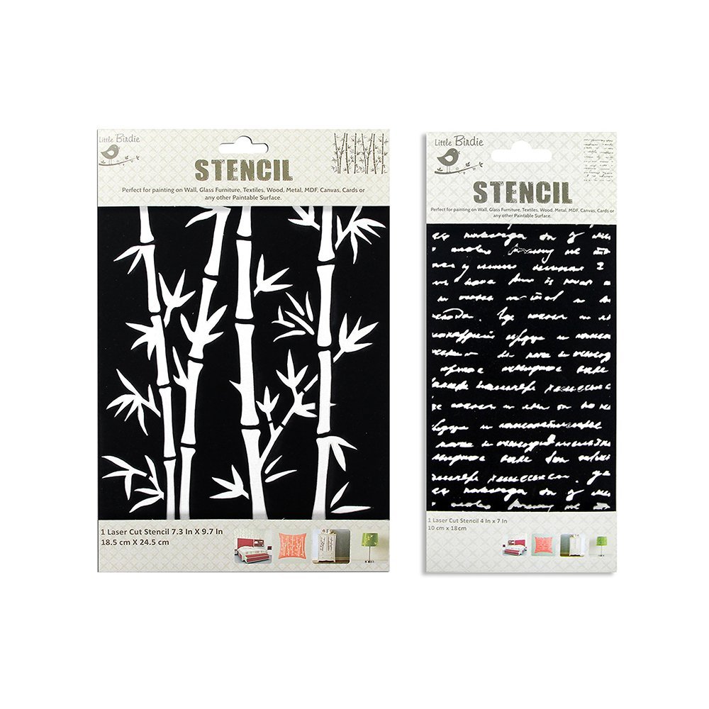 Itsy BitsyStencil Bamboo and Script- 18.5 x 24.5cm- 1 Piece Each
