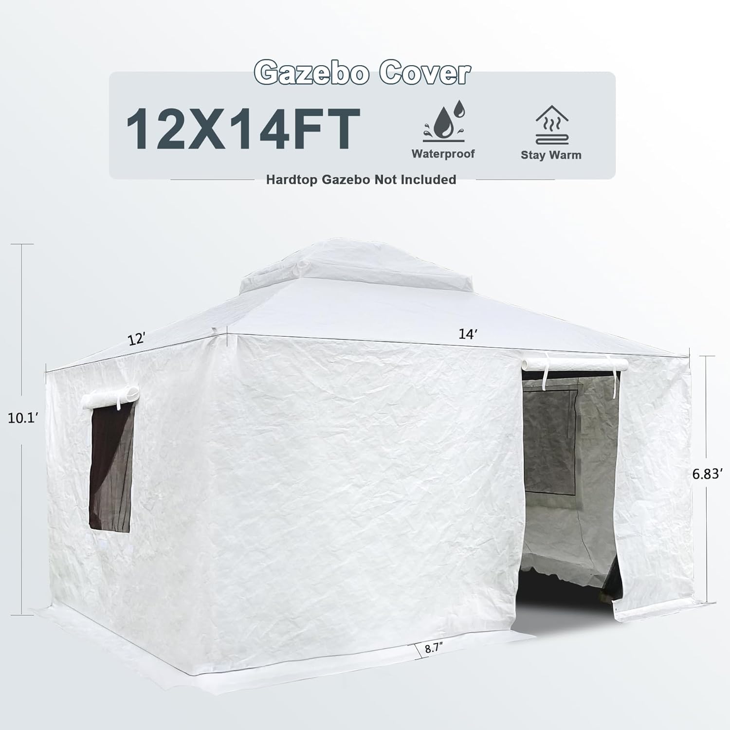 Dimensions diagram for Domi 12x14 Gazebo Cover