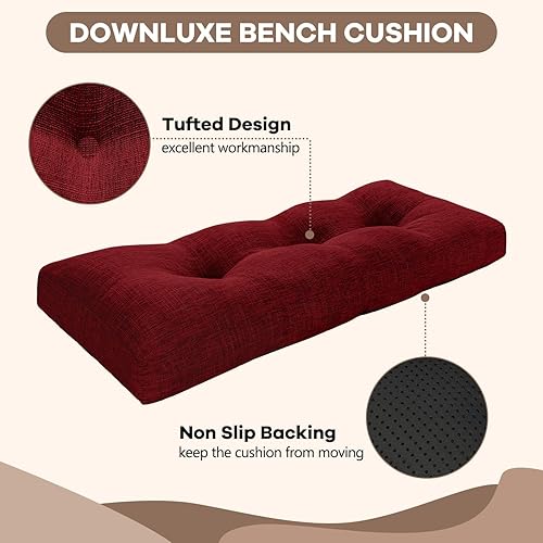 Miniatura 2 de downluxe Cojín de banco de interior para muebles de interior, antideslizante, con textura copetuda, de espuma viscoelástica, 36 x 14 x 4 pulgadas,
