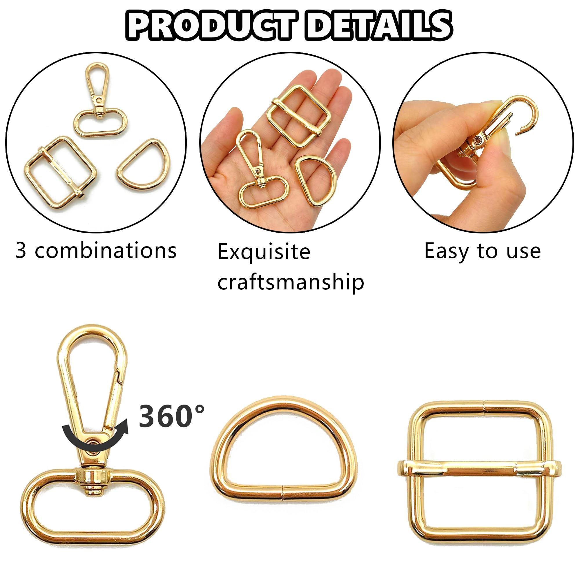 10 Pcs Ganci Scatto Giunto Girevole Anelli D Cursore Regolazione Cinghia Tri Glide Scorrevole Fibbia Fai Da Te Borsa Tracolla Crafting Artigianato Riparazione Borsa Accessori