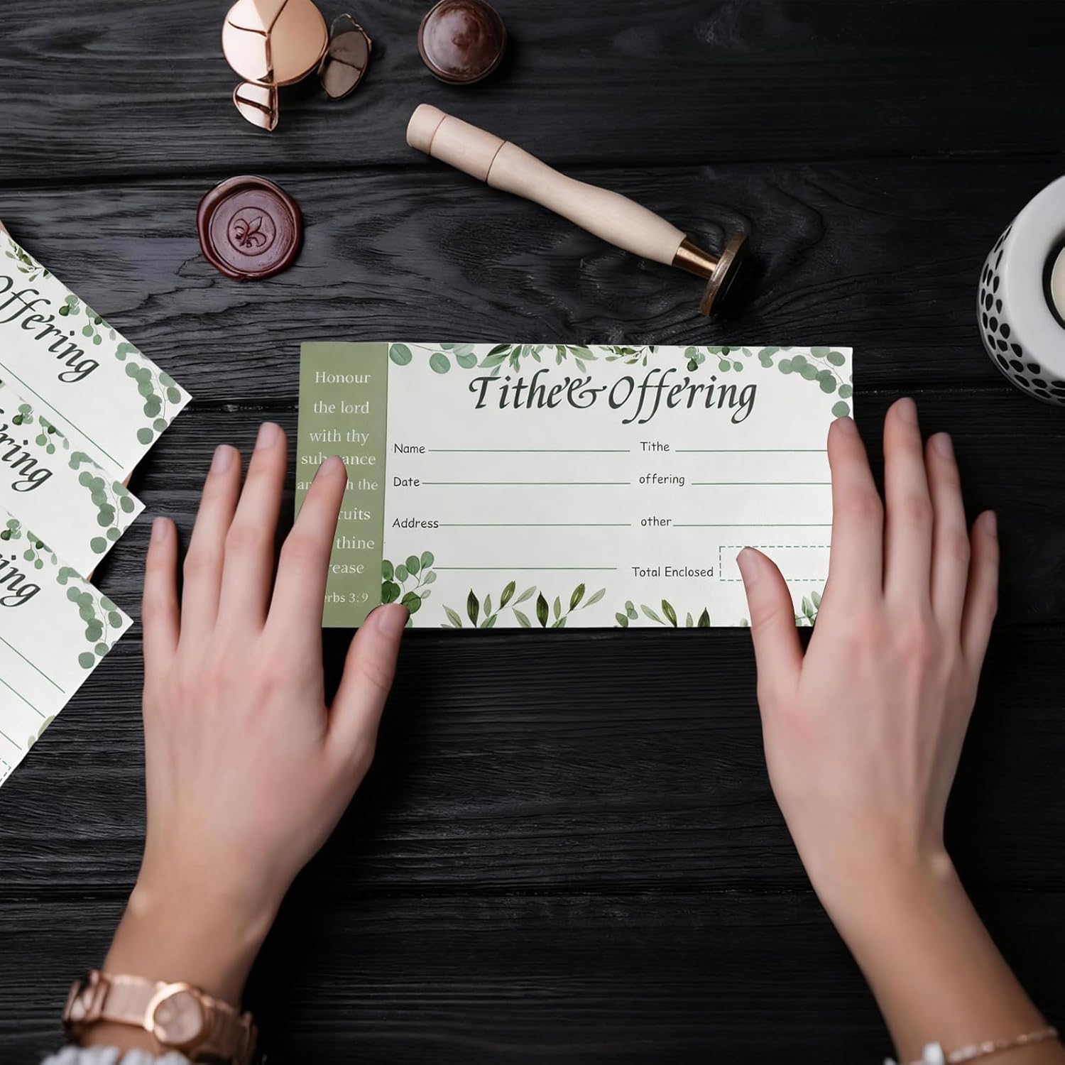 1100 Count Church Offering Envelopes Greenery Bill Size Blank Envelope Tithe Donation My Offering for Checks Cash Religious Occasions Church Supplies