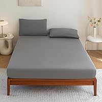 Vista 7 de Levoo Grounding Sheets Queen 90% algodón orgánico + 10% plata pura sábana bajera ajustable para terapia de sueño saludable, sábana conectada a Gris