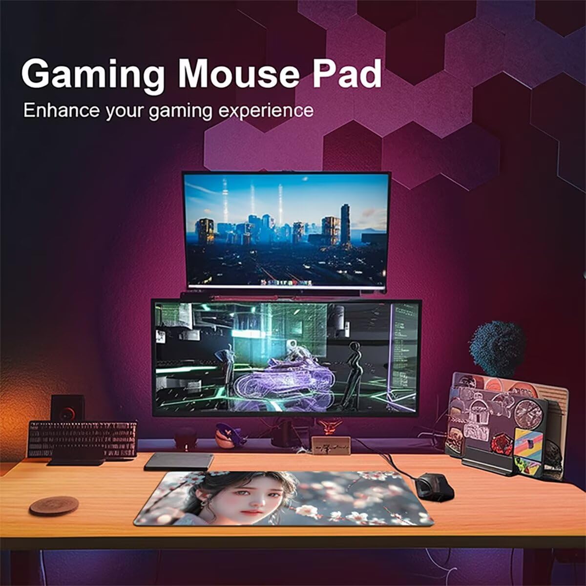 Tappetino per Mouse Gaming XXL 1200x600x3mm – Ufficio Mousepad Grande – Migliora la Velocità e la Precisione – Tenuta Stabile – Sottomano per Ufficio e Casa Accessori Scrivania – Donna Fiore LMDT9736