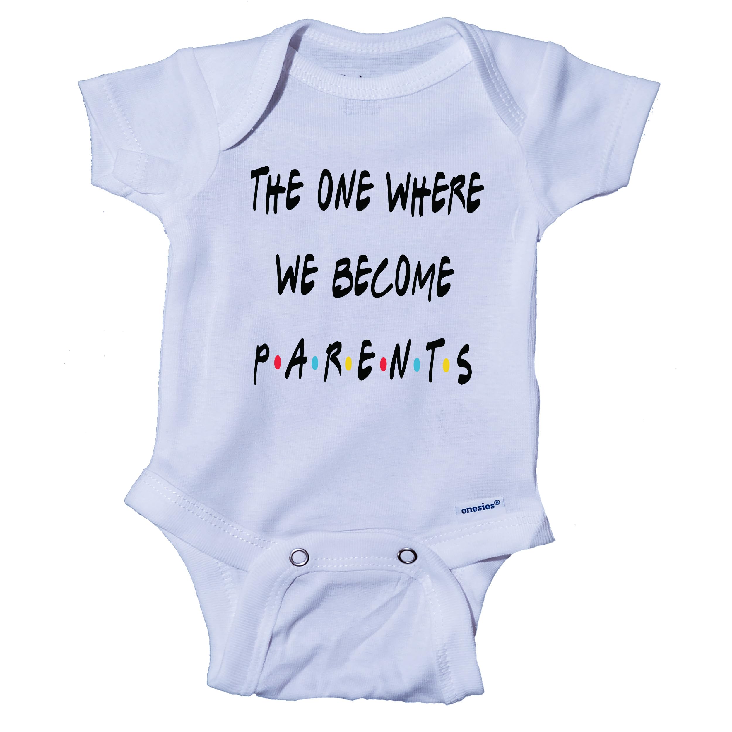Ink Trendz® The One Where We Become Parents Friends TV Themed Cute Announcement Baby One-piece Onesie®