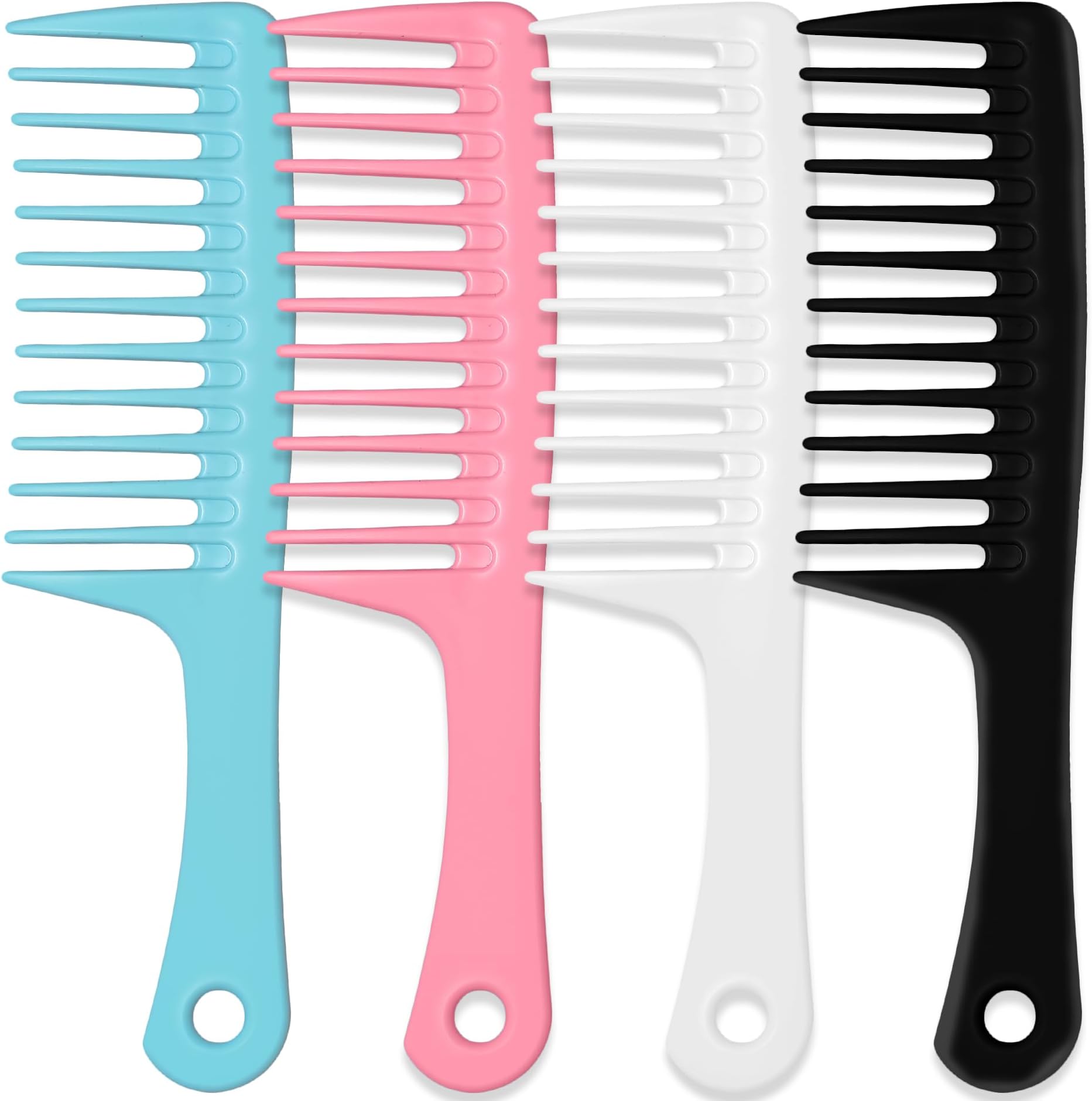 MODENGKONGJIAN 4PCS Wide Tooth Detangling Comb, Large Hair Styling Comb for Curly, Wet, Long Hair (Multi-colored, Polypropylene, Handgrip)