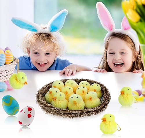 Miniatura 3 de Amosfun 11 pollitos decorativos para pollitos con nido, juguete de peluche, cesta de Navidad, sorpresa para niños