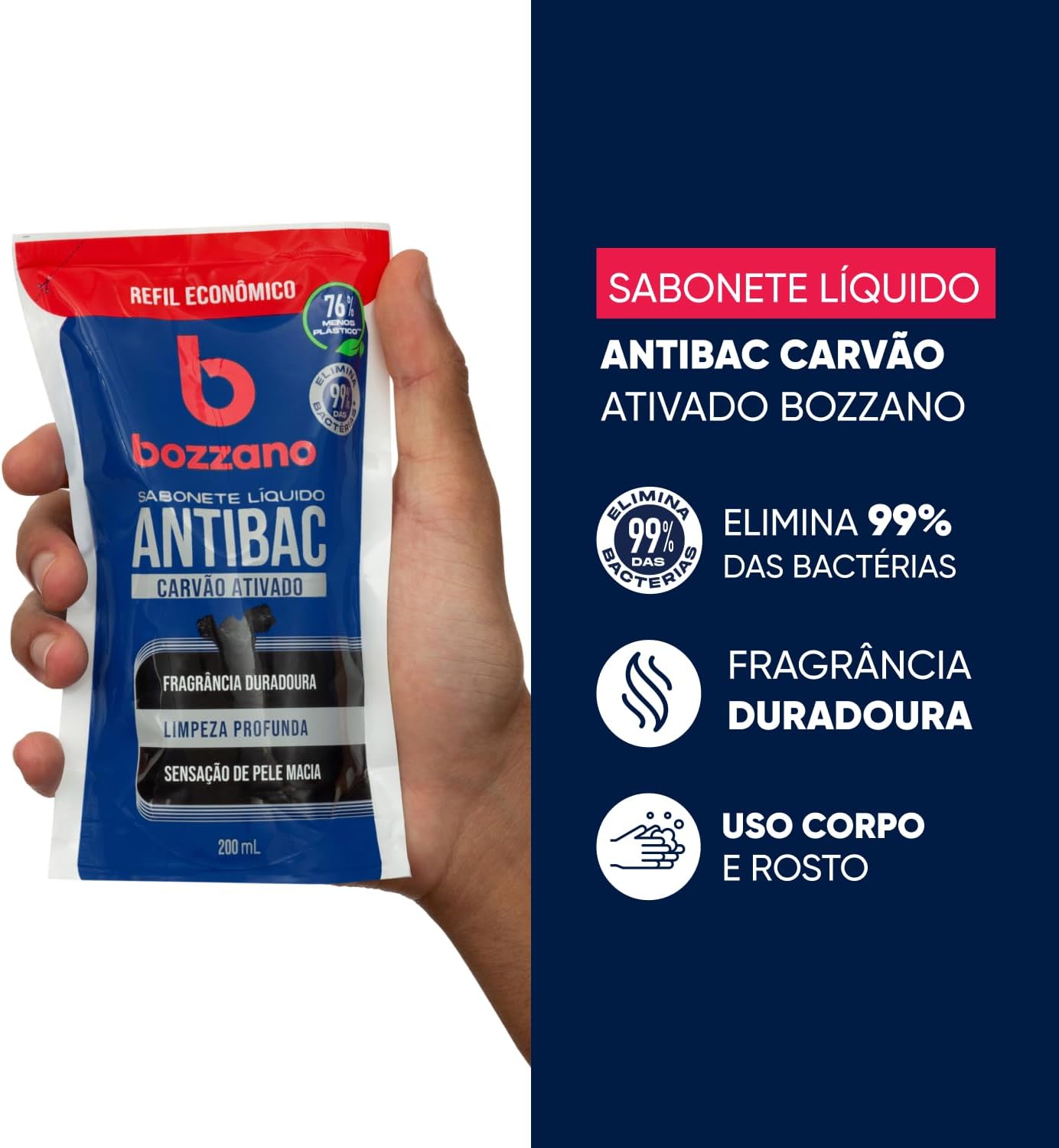 Bozzano Sabonete Líquido Antibac Carvão Ativado Refil 200ml