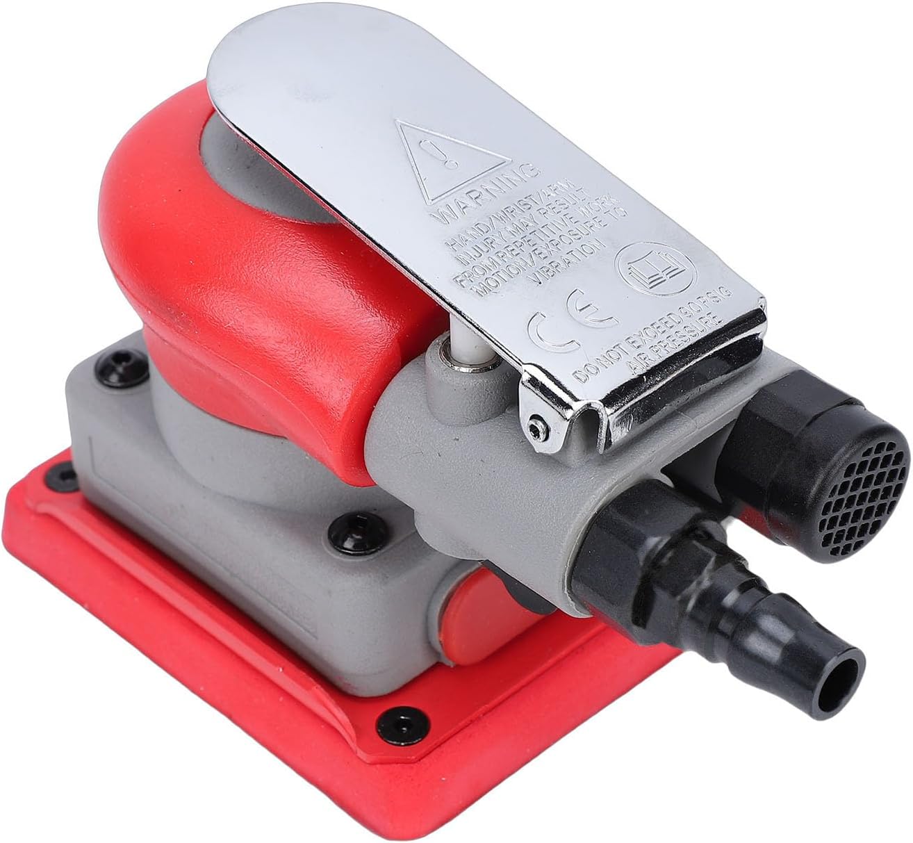 Hilitand Pneumatic Random Orbital Sander, Light Weight Palm Sander with 5mm Swing Diameter and 10000rpm, for Stone Polishing 75x100mm Red