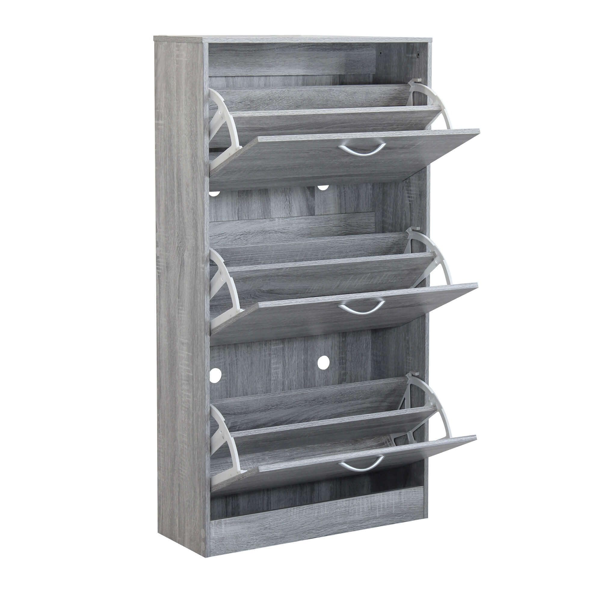 MilaniHome.it - Scarpiera Con 3 Ante In Legno Di Design Porta Scarpe Di Alta Qualità, Cm 60x24x115 H Colore: Grigio chiaro