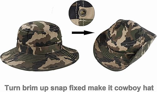 Miniatura 4 de Sombrero de camuflaje para niños con protección UV Camo-Boonie con correa para la barbilla, sombrero de pescador para pesca al aire libre para 5-14