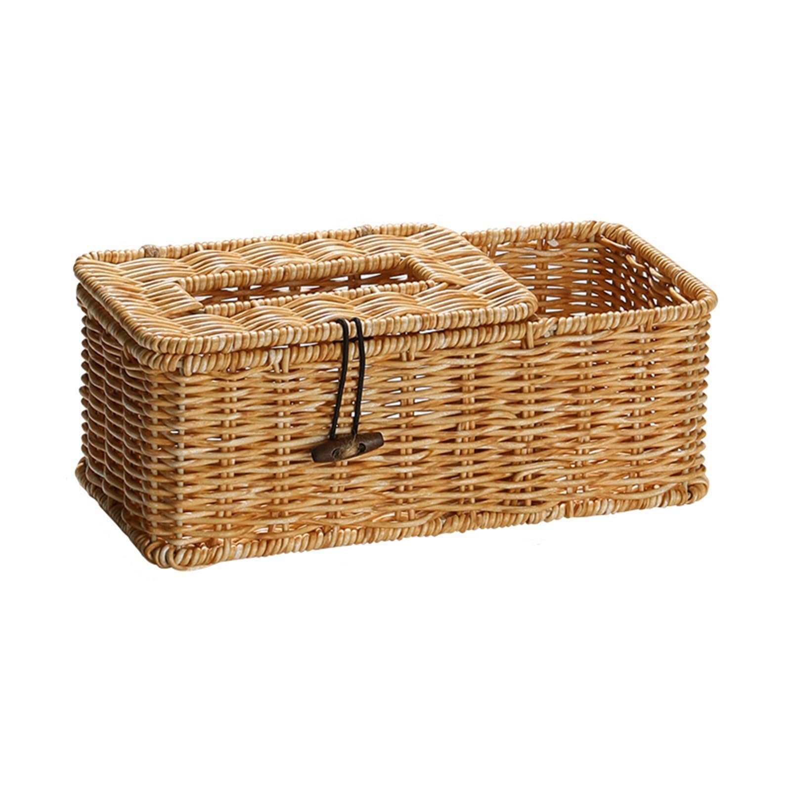 Couvercle de boîte à mouchoirs en rotin porte-serviettes facial rectangulaire tressé