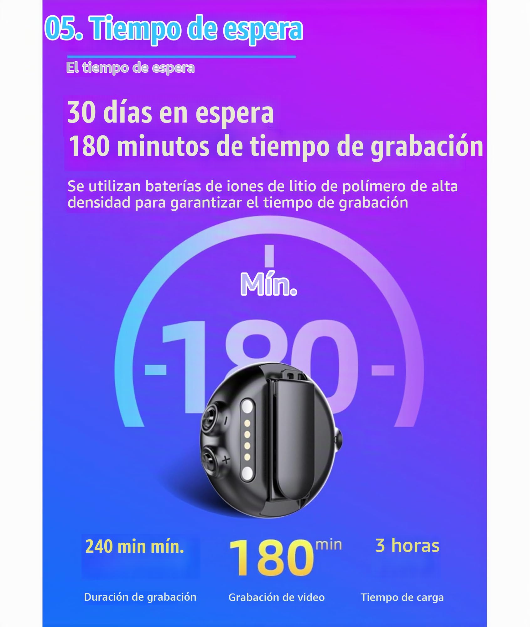 Pulsera con Cámara Espía, Reloj Grabador Digital Activado por Voz con Reducción de Ruido, Dispositivo Inteligente de Grabación de Sonido HD con IA Pulsera Grabadora de Video, (12)