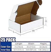 Vista 2 de 25 Pack Shipping Boxes, White Corrugated Cardboard Packing Small Mailer Box for Mailing Business Packaging, Gifts, Decorations, White & Brown Kraft