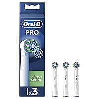 Oral-B Cross Action Testine Spazzolino Elettrico, Confezione da 3 Testine di Ricambio Bianche