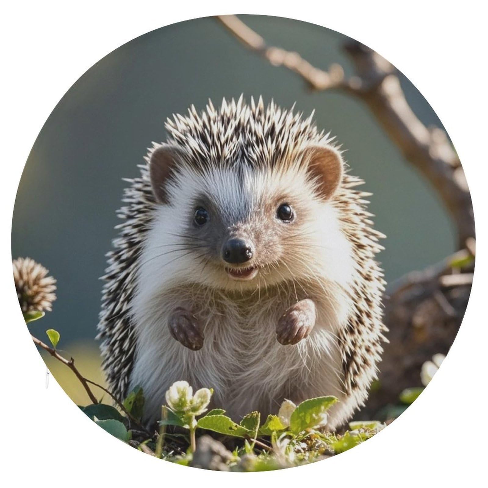 LZQPOEAS Lovely Hedgehog Swivel Seat Cushion with Supportive Memory Foam Comfort Round Bar Stool Cushion 15.3" Diameter Rotating Seat Cushions Fashion Chair Pad for Car Office Home
