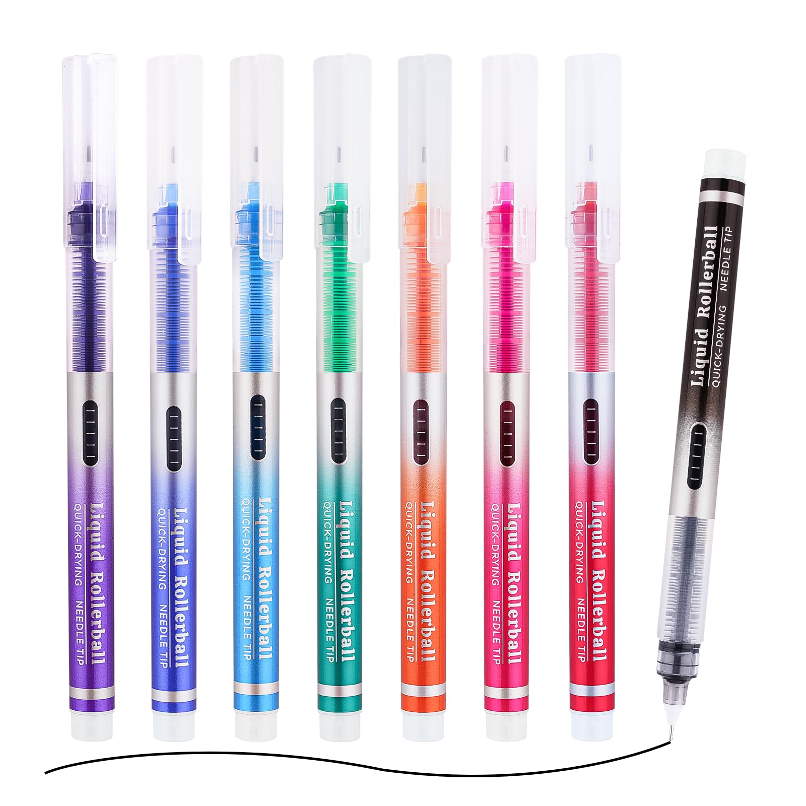 EYEYE 0.5mm Needle Tip Rollerball Pens Multicolor 8 Assorted Colours Quick Dry Extra Fine Point Pen Smooth Writing Pens for Colouring, Journaling, Note Taking, Office, School Supplies, Doodling Gifts
