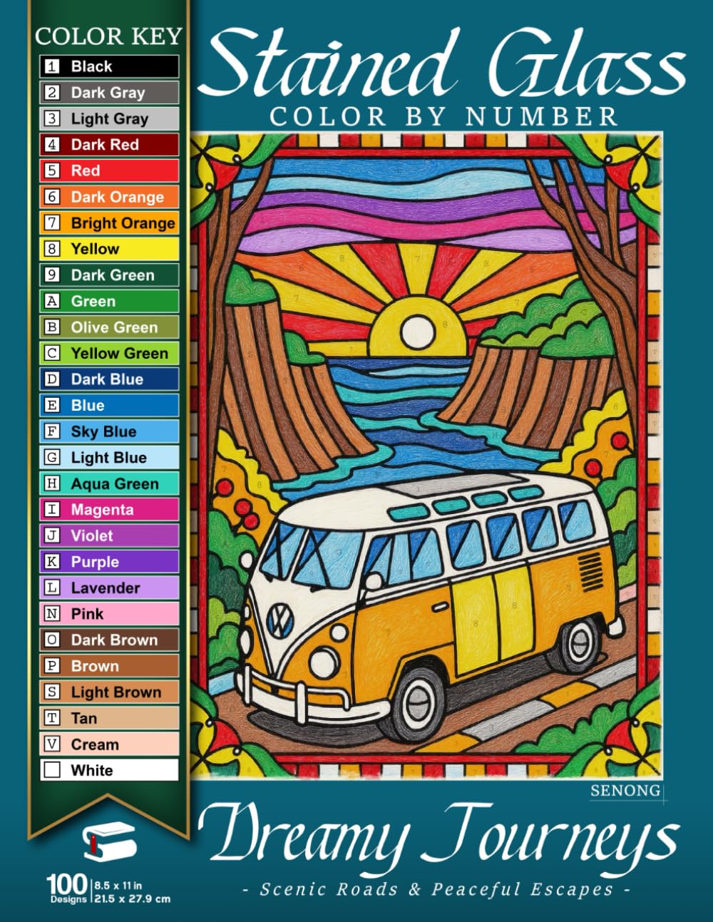 Dreamy Journeys Stained Glass Color By Number: Scenic Roads & Peaceful Escapes (Stained Glass Color By Number Collection)