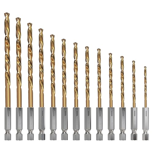 Miniatura 15 de Juego de brocas métricas HSS de 10 piezas, vástago hexagonal de 1/4 de pulgada, 0.177 in, chapado en titanio, de acero y madera, PVC, diseño